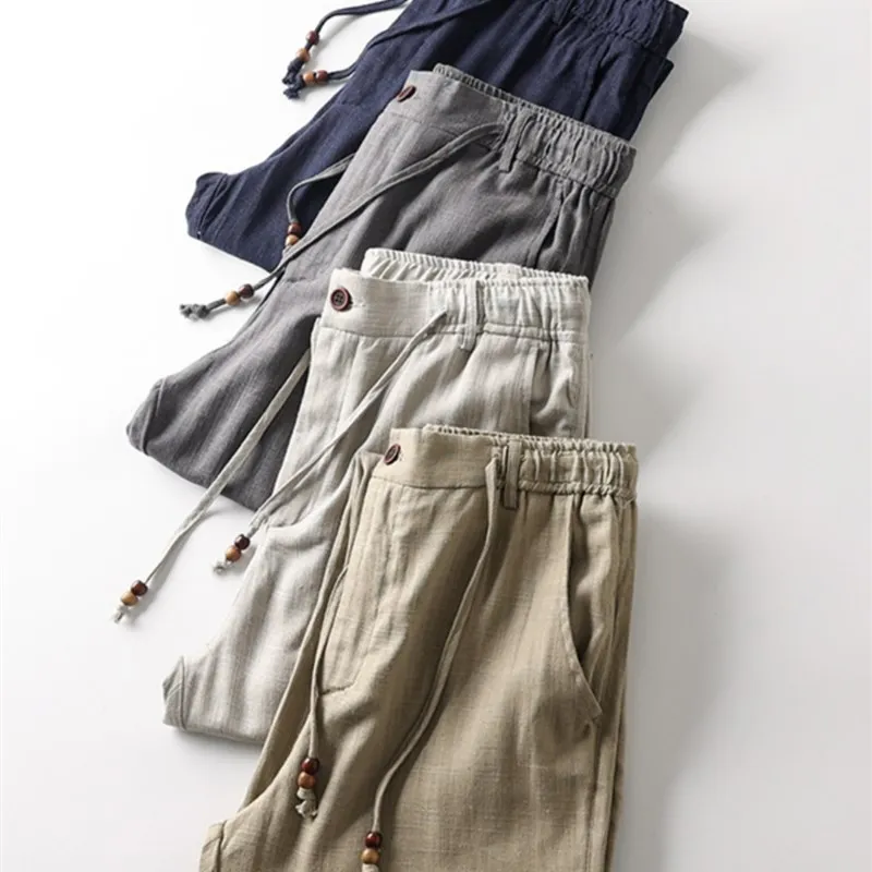 

Cool Linen Pants Men's Lightweight Breathable Straight Leg Casual Pants Spring Summer Moisture Wicking Comfortable Fit