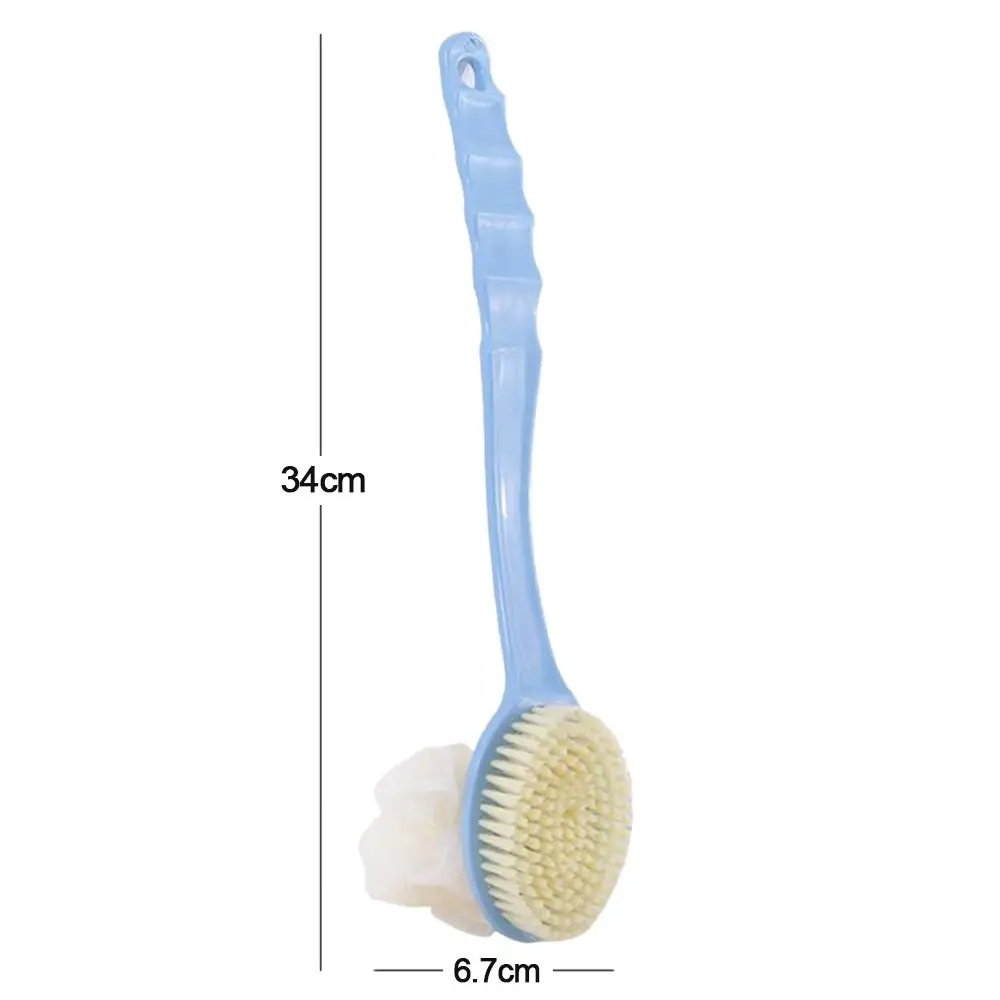 2-in-1 Double-sided Long Handle Shower Brush Anti slip Bath Brush 3 Colors Exfoliating Soft Bristle Shower Body Cleaning Tools