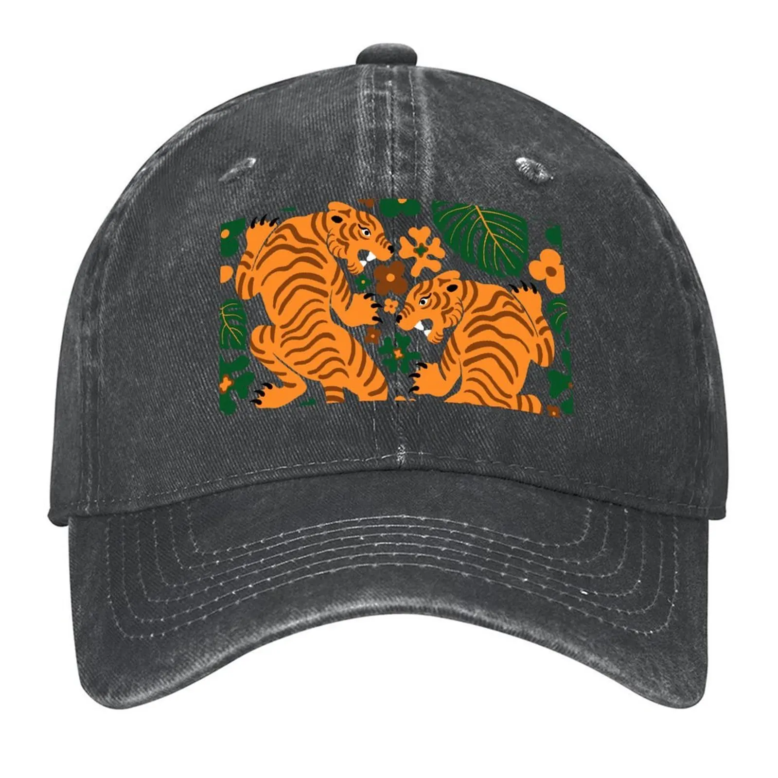 Czapka z daszkiem Tigers + Flowers - Teal, dropshipping, czapki wędkarskie, męska czapka letnia, luksusowa marka, czapka baseballowa męska i damska