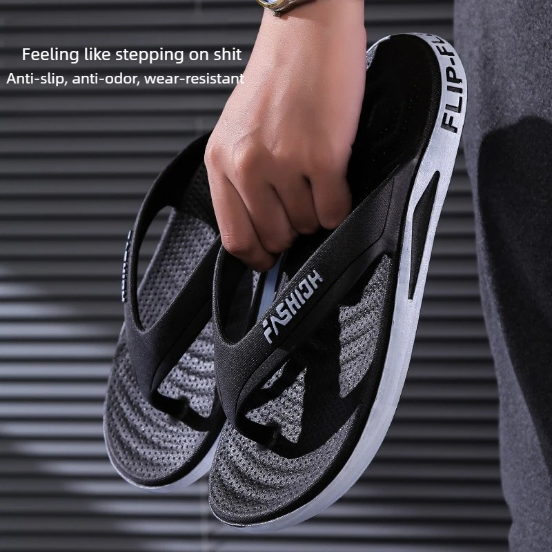 Summer Men's Thick‑Sole Flip Flops, High Quality Durable Non‑Slip Odor‑Proof Slippers for Home Beach Outdoor Wear