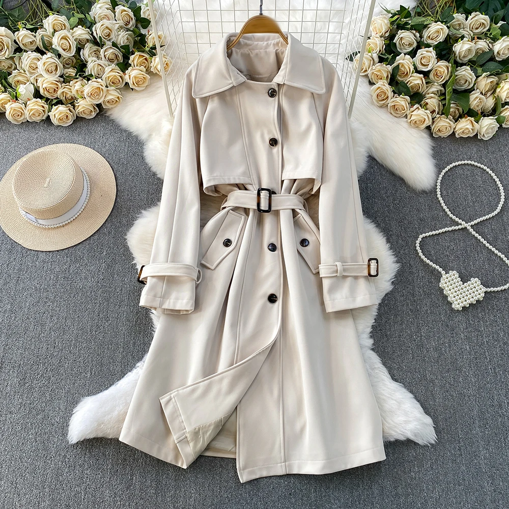 TWOTWINSTYLE النمط البريطاني الصلبة واحدة الصدر جاكيتات للنساء التلبيب كم طويل الخريف معطف غير رسمي أنثى موضة KJA549852 #4