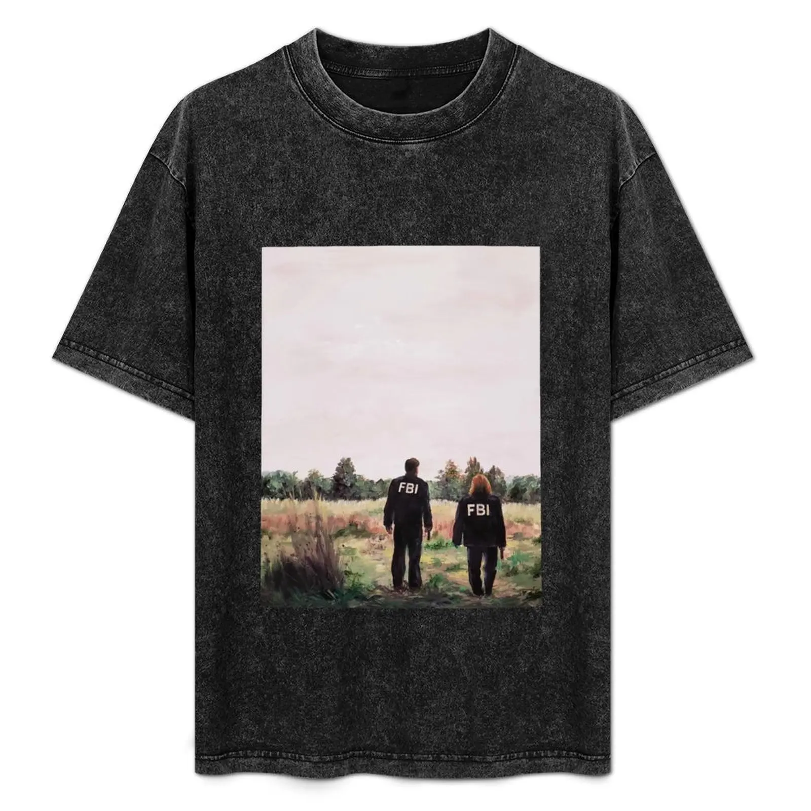

Mulder and Scully in FBI Jackets in Field The X Files T-Shirt plus size clothes vintage t shirts funny t shirts men