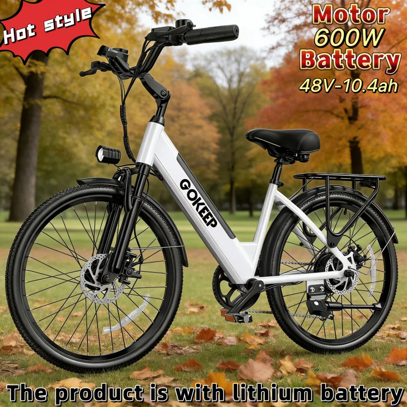 26-inch fashionable E-Bike, 600W brushless motor 48V-10.4ah lithium battery electric moped, adult electric bicycle view 5