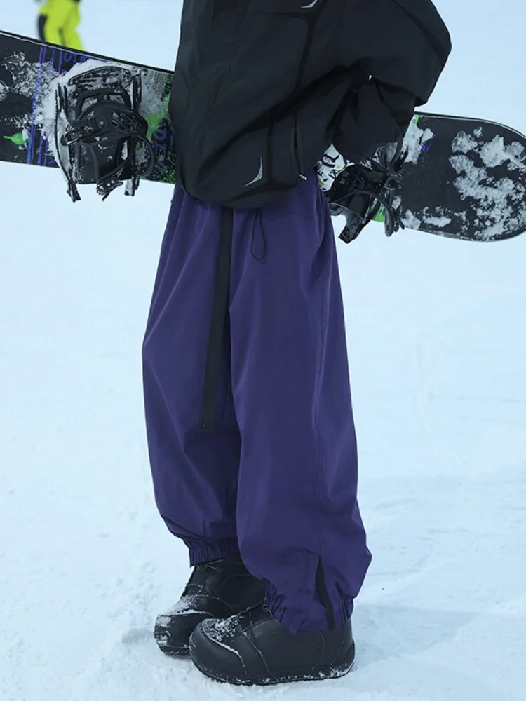 

Men's Winter Thiened Fce Lined Waterproof Ski Pants Outdoor Windproof Trousers Casual Loose Fit Elastic Waist Cargo Pants