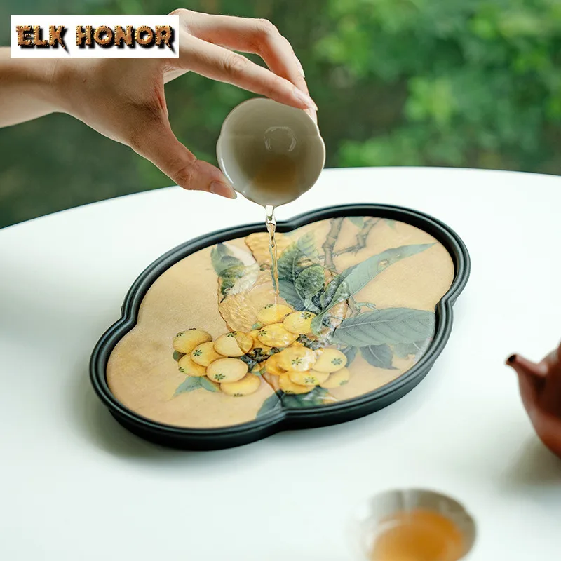 Bandeja de té creativa absorbente de agua, mesa de cocina japonesa Zen, tablero de almacenamiento de café, organizadores, platos de escritorio para servir artículos de té