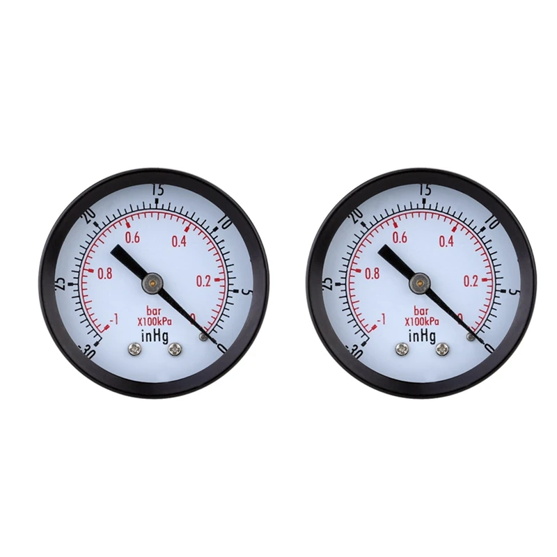 

2X Pressure Gauge - 0 - -30Inhg 0 - -1 Bar Mini Dial Air Vacuum Pressure Gauge Pressure Gauge Pressure Gage Black