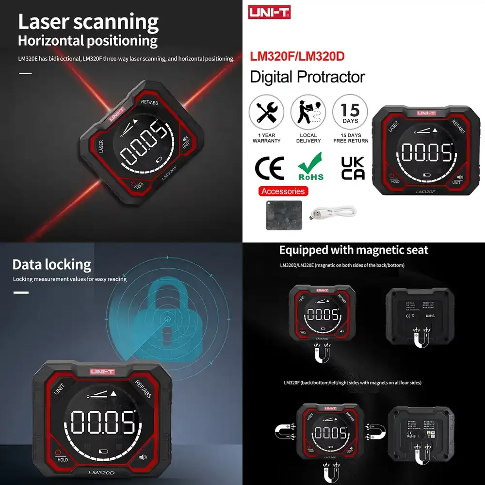 

Angle Meter LM320F LM320D Electronic Level Magnetic Inclinometer Digital Protractor LM320C Angle Finder Bevel Box 1 Year