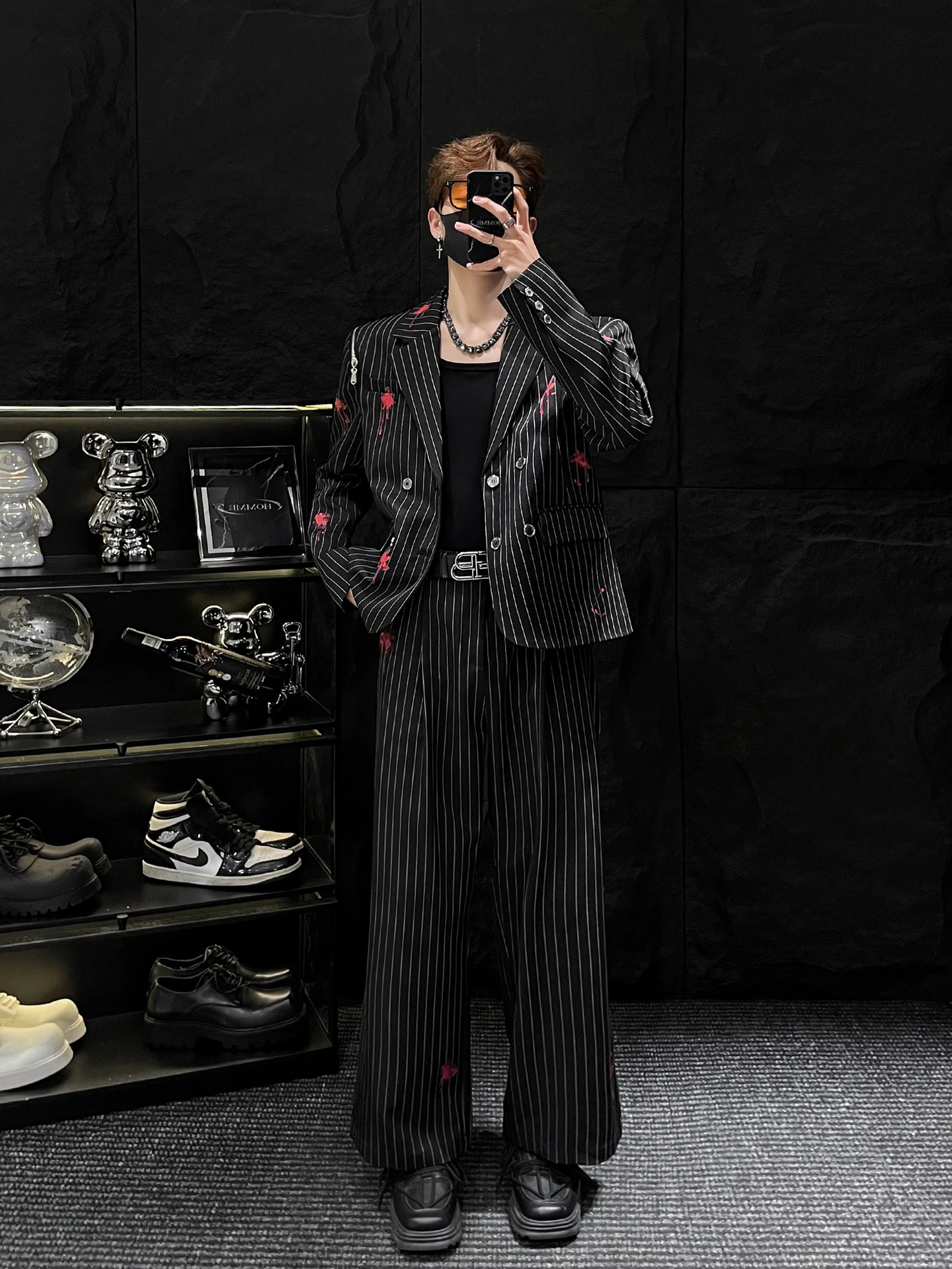 

Весенняя новинка: мужской костюм с двойным рядом пуговиц, повседневный, молодежный, в полоску, в стиле HOMME No Stop Mirror