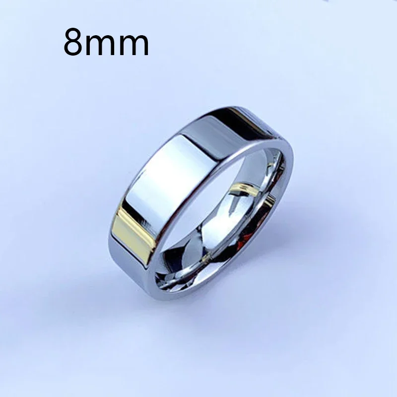 6/8mm Smooth Customized Stainless Steel Silver Color Ring for Women Men Custom Engrave Name Logo Lover Couple Charm Jewelry Gift