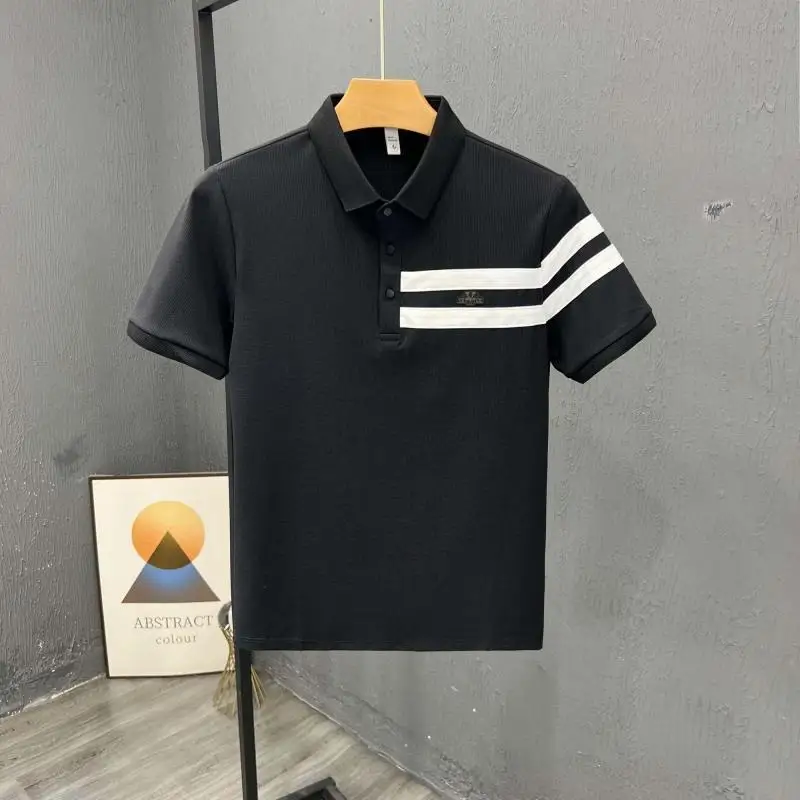 High-end printed men's POLO shirt business casual short-sleeved T summer trend Korean version half-sleeved T-shirt 2025 new