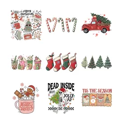 Christmas Style UV DTF Thermal Transfer Sticker Fusible Iron On Patches For Boy Girl Clothing T21908