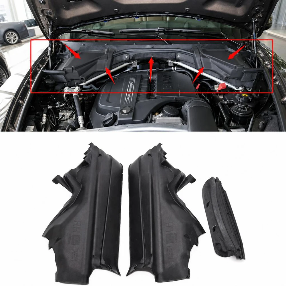 Image of Motorraum-Trennwand-Set für BMW X5 E70 X6 E71 E72 – Obere Abdeckung Zierleiste 51717169419 51717169420 51717169421