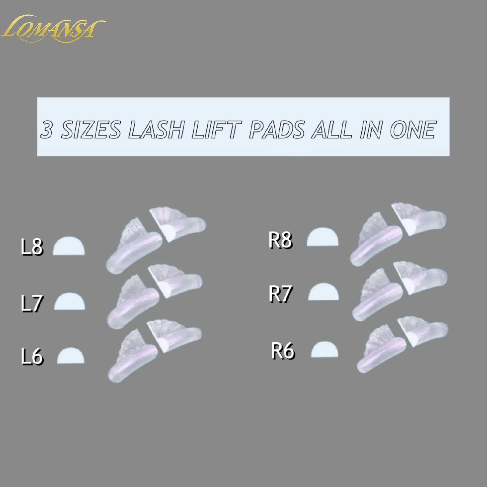 LOMANSA 3 Pasang Bantalan Silikon Ukuran Besar untuk Perm Bulu Mata, Tongkat Bulu Mata Perekat, Pelindung Pengangkat, Aksesoris Penjepit Bulu Mata 3D, Alat Rias