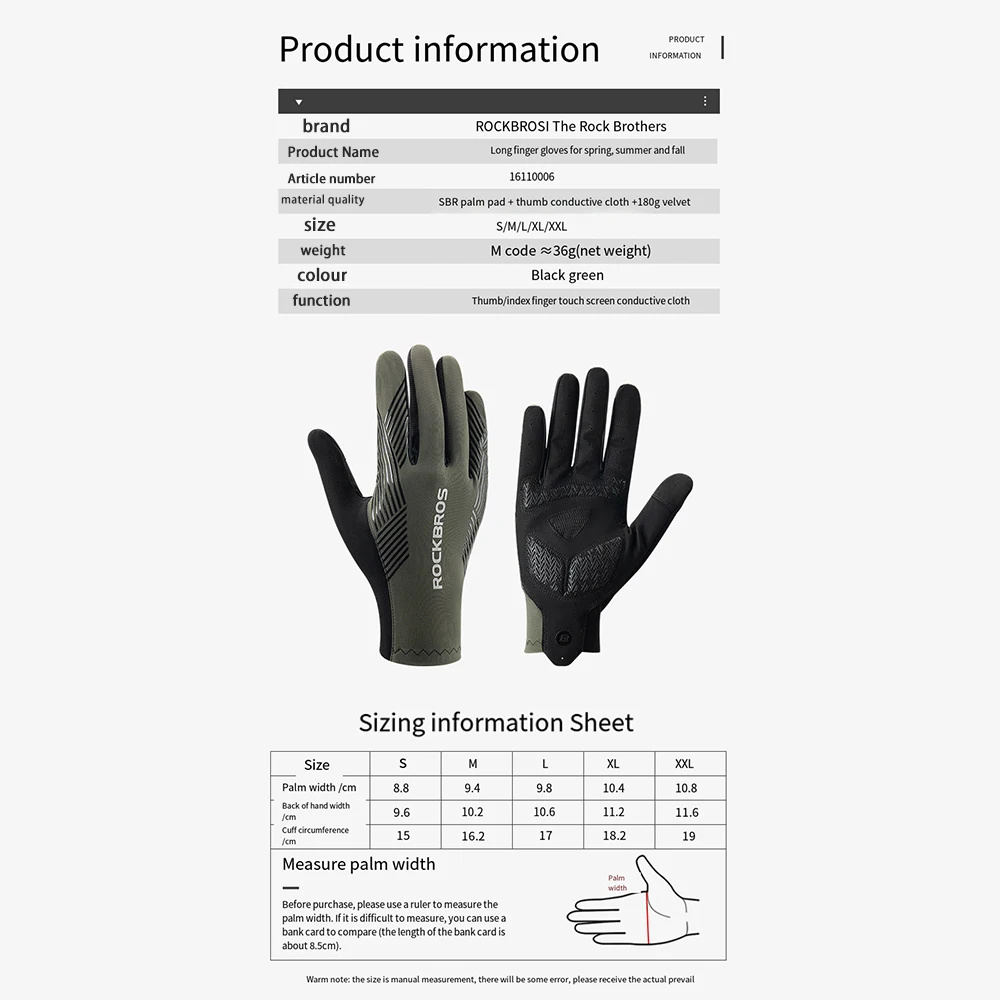 Cycling Gloves Spring Summer Fall Full Finger Touchscreen Bike Glove Comfortable Breathable Anti-slip Gloves Bicycle Accessories