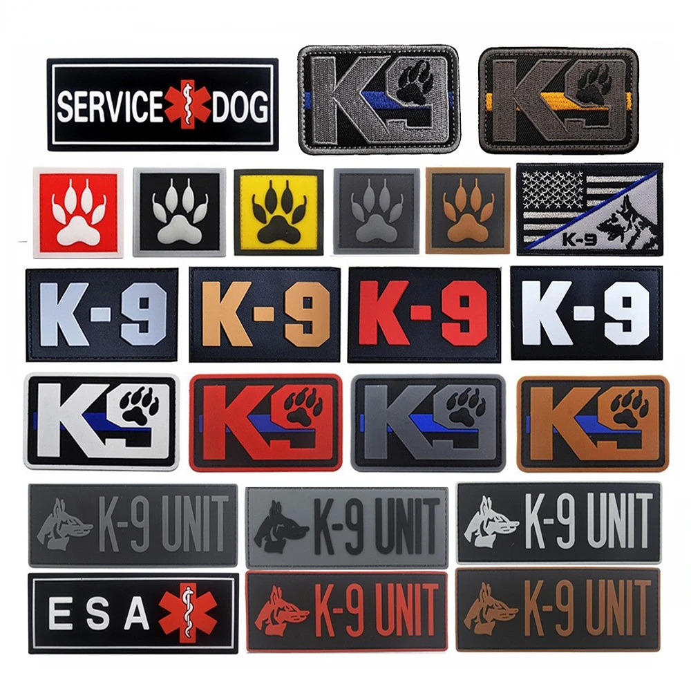 K9 Infrared IR Reflective Service Dog Rescue Embroidery Patch Military Tactical Patches Emblem Embroidered Badges Thin Blue Line