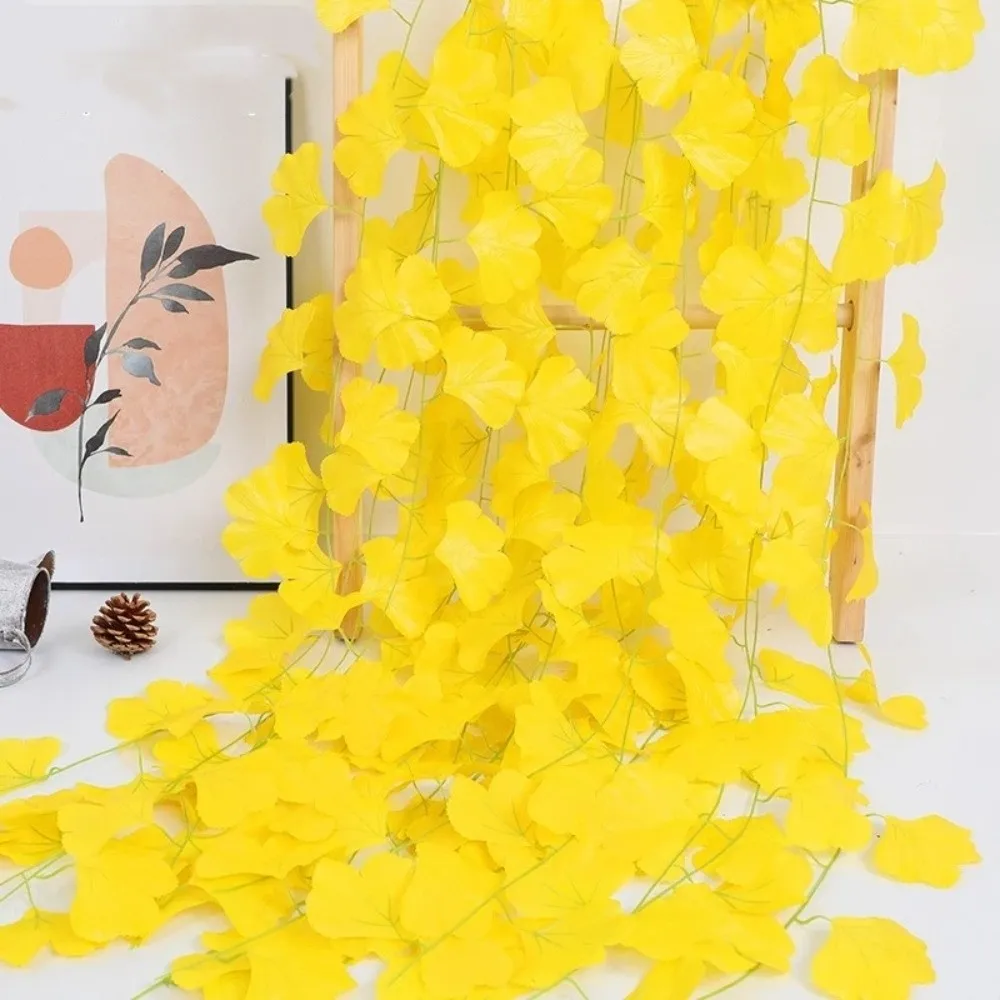 

Handmade Artificial Ginkgo Leaves Vine Realistic Waterproof Autumn Ginkgo Leaves Lifelike Fake Ginkgo Vine Ceiling Decoration