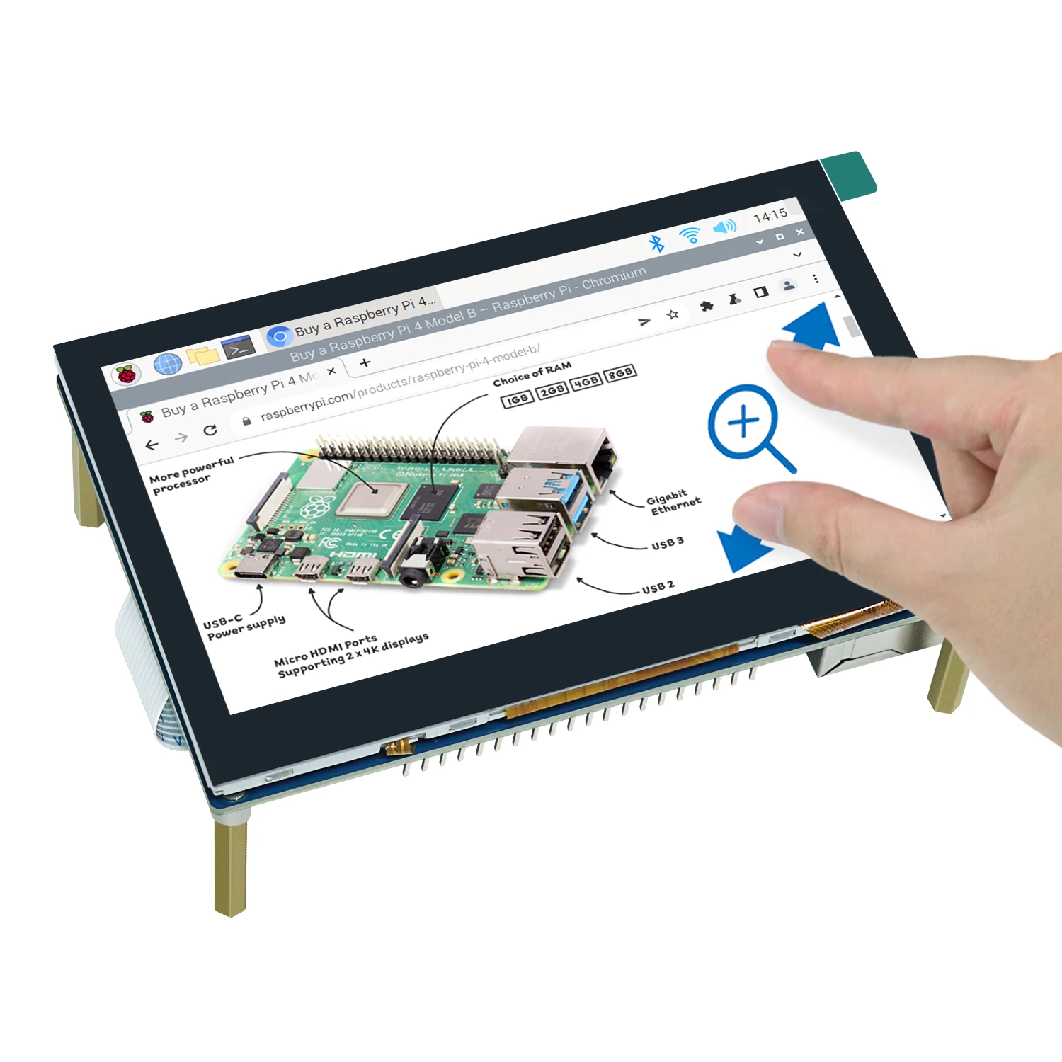 Freenove-Monitor de pantalla táctil de 4,3 pulgadas para Raspberry Pi 5, 4 B, 3 B + A +, pantalla IPS de 800x480 píxeles, Puerto MIPI DSI sin controlador
