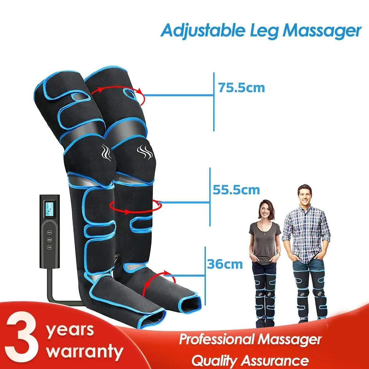 

Foot air pressure leg massager promotes blood circulation, body massager, muscle relaxation, lymphatic drainage device 360°
