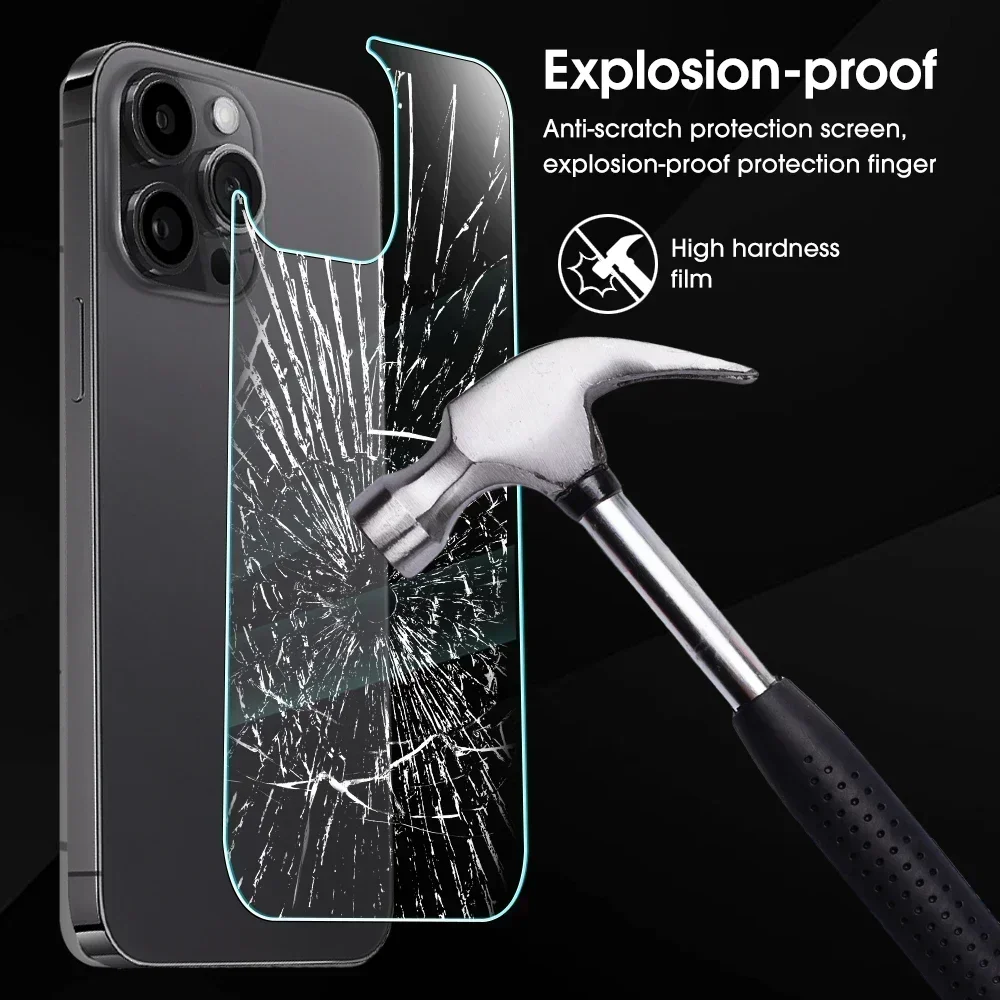 For 13 Mini 13 14 15 Plus 15Pro Max Rear Temper Glass Protective Film HD Clear Anti-scratch Back Screen Protectors For iPhone
