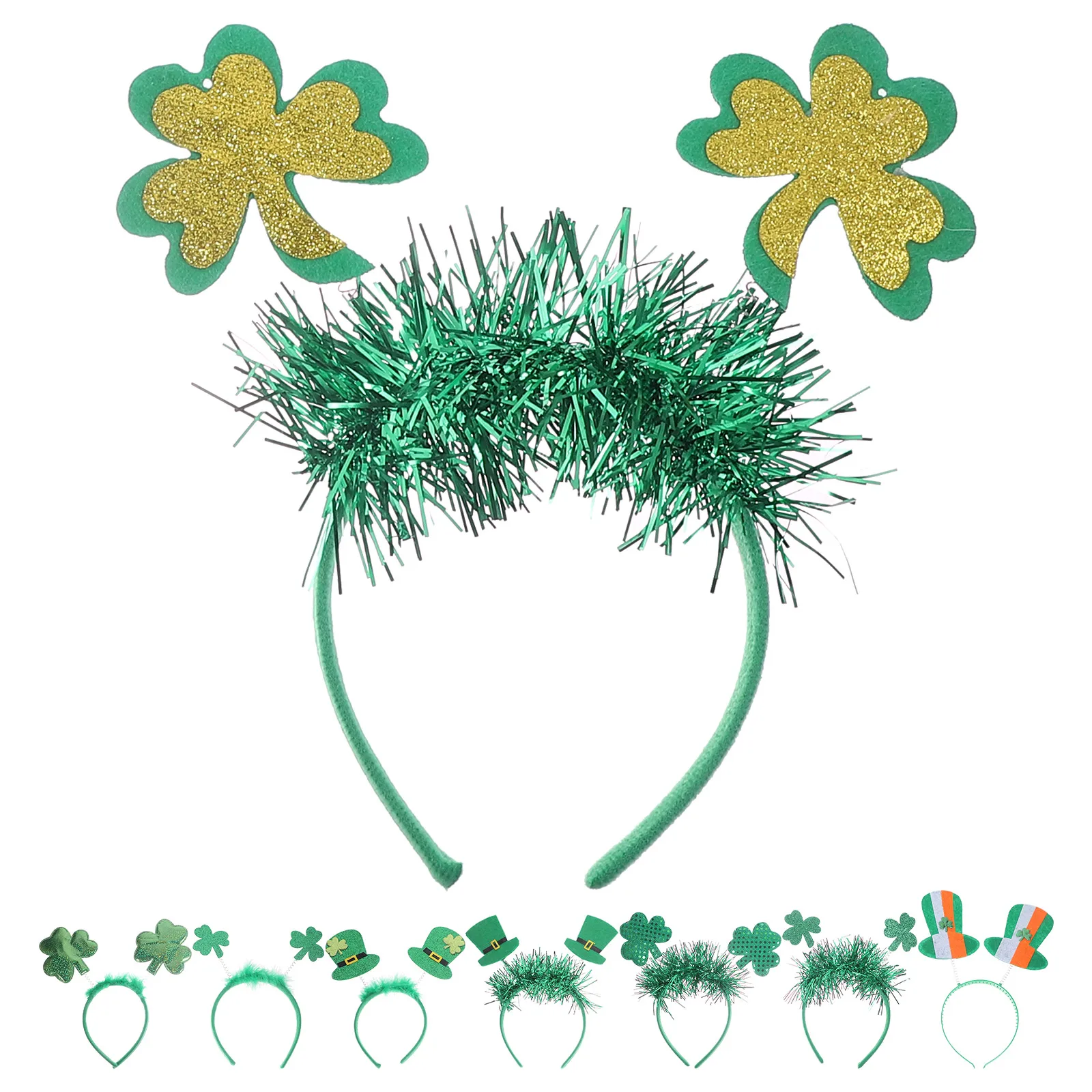 

8 шт. повязка на голову с клевером, аксессуары для волос, повязки на голову с трилистником, шляпа, ирландские тканевые украшения