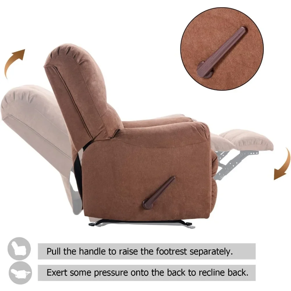 Silla reclinable basculante para adultos, silla reclinable manual con respaldo relleno y reposabrazos, para sala de estar, sillas de salón