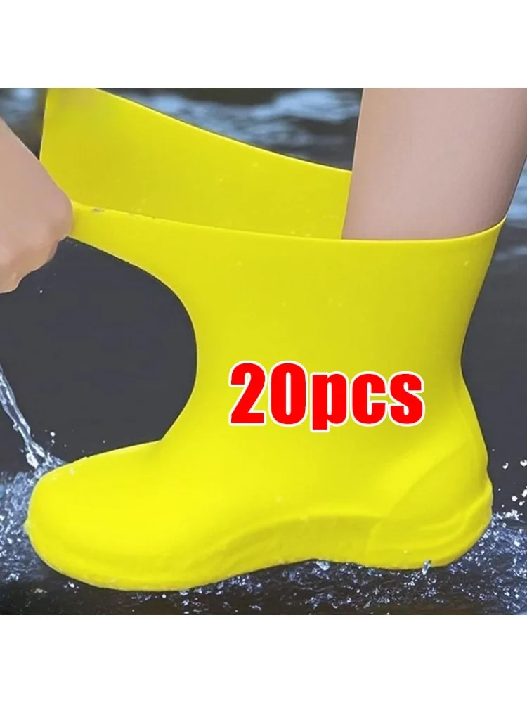 Couvre-chaussures imperméables en Latex, 2/20 pièces, protecteurs de chaussures unisexes, réutilisables, antidérapants, bottes de pluie, couvre-chaussures de marche, accessoires