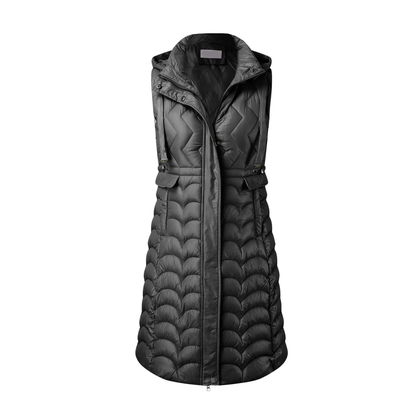 Women\'s Vest Jacket Down Waistcoat Winter Sleeveless Parka Jacket Fashion Casual Hooded Long Coat Female Quilted Vest Outwear