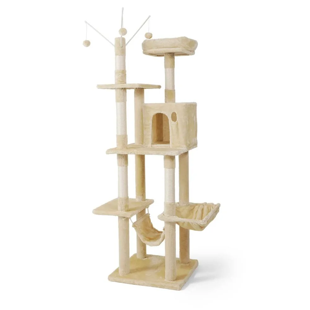 

Tall Climbing Modern Indoor Play Tower for Large Cats Kittens, 70-Inch with Top Perch, Cat Cave Condo, Cat Tree w, Customized