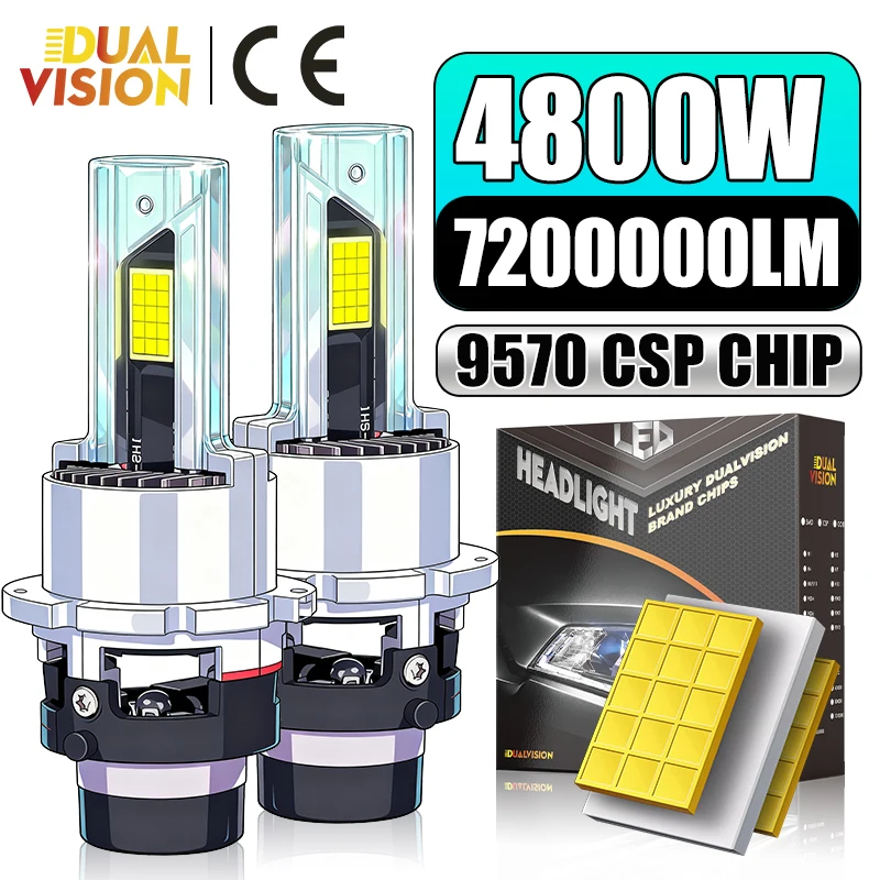 4800W Power D2S LED Car Lights Canbus 7200000LM HID D2S D4S D2R D4R Xenon 30PCS 9570 CSP Automotive Kits Turbo Fan Mini Lamp 12V
