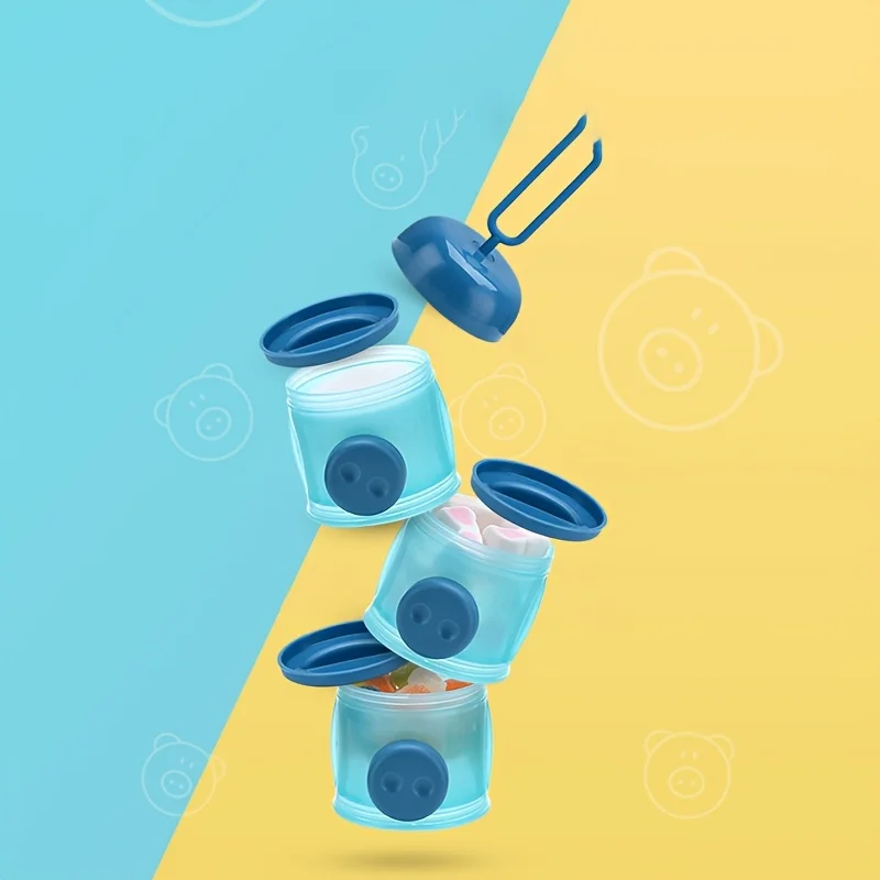 Cartoon Portable Baby food storage, 3-Layers Formula Snacks Storage Container