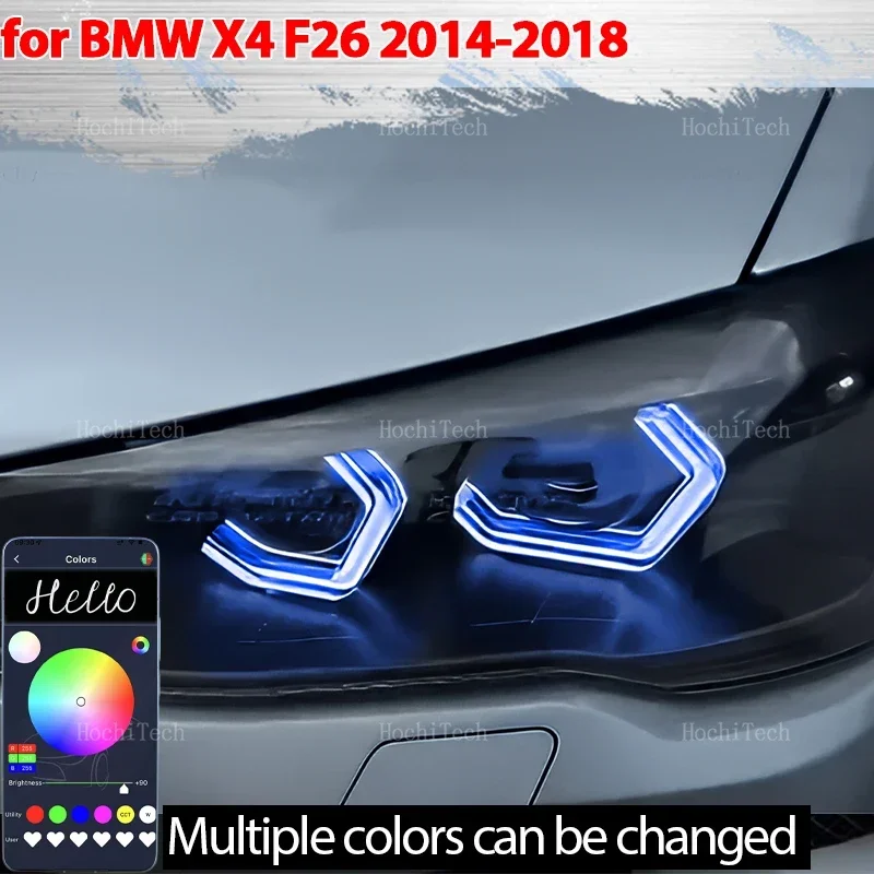 

Для BMW X4 F26 2014-2018 xDrive20i xDrive28i 35i xDrive20d 30d 35d APP Пульт дистанционного управления M4 стиль RGB Кольцо Angel Eyes Светодиодные кольца