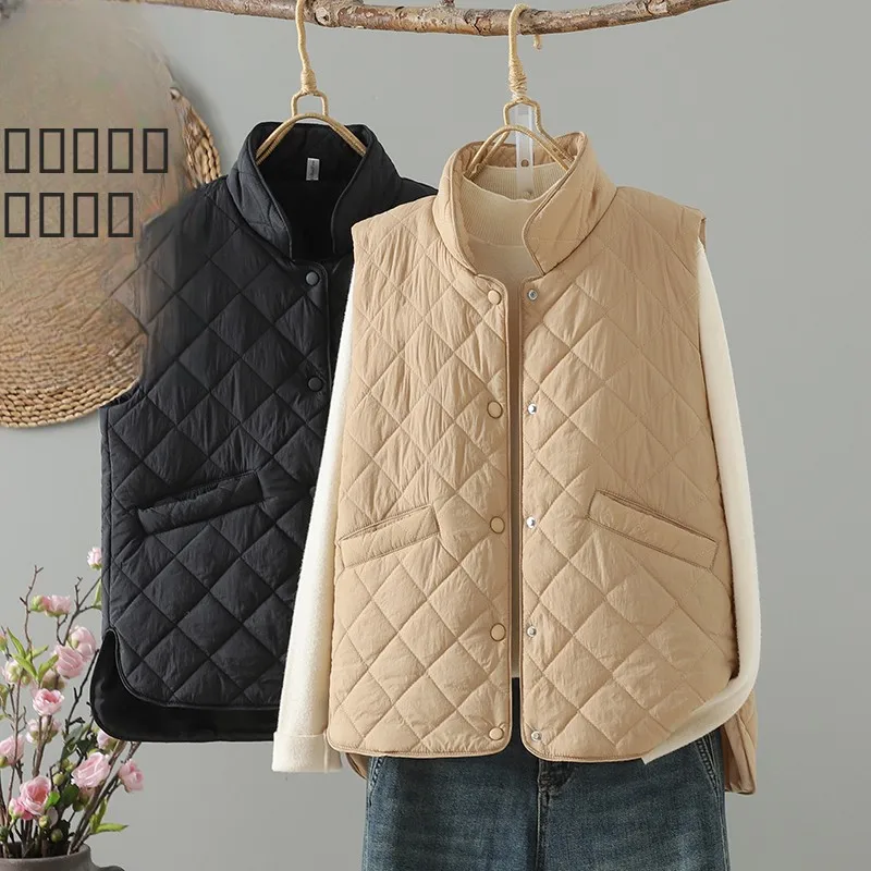 

High-End Women's Large Size Cotton Vest Jaet Top 2025 Autumn Winter New Sle Commute Sle ort Length Color