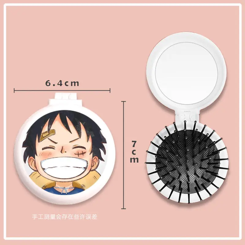 One Piece Luffy peripheral folding airbag comb with cosmetic mirror portable air cushion comb cute mini massage mirror comb