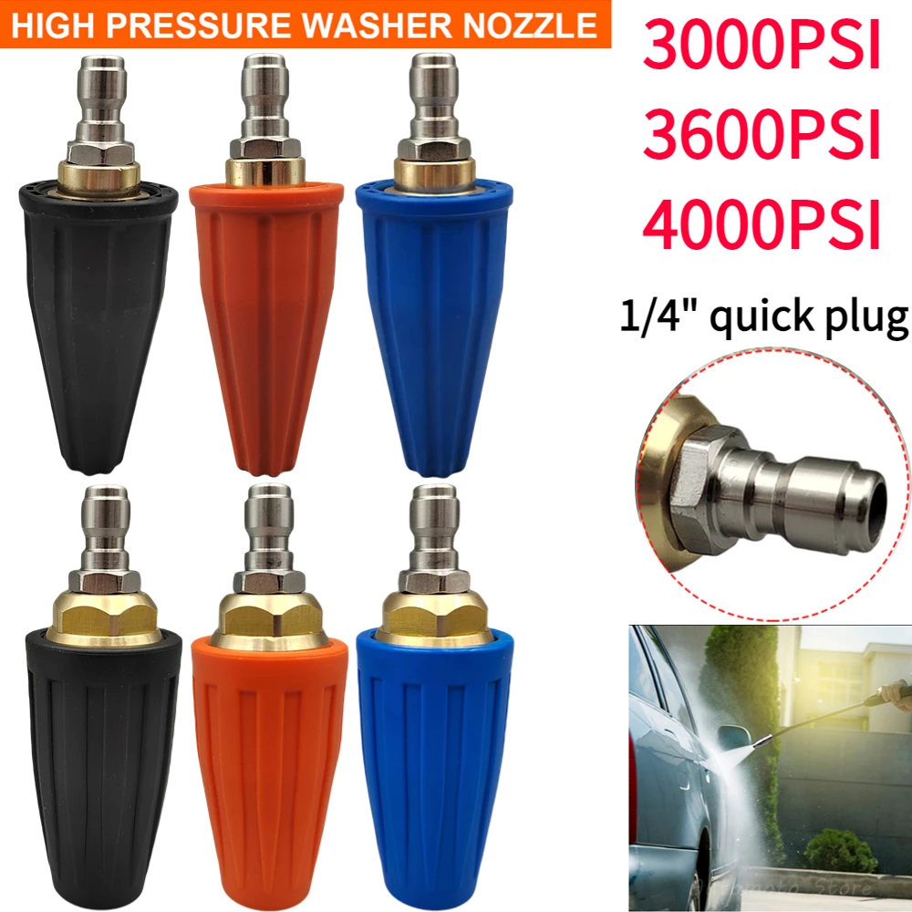 Pressure Washer Tips Turbo Nozzle 360° Rotating Spray Turbo Nozzle 3000PSI 3600PSI 4000PSI with 1/4 inch Quick Connector