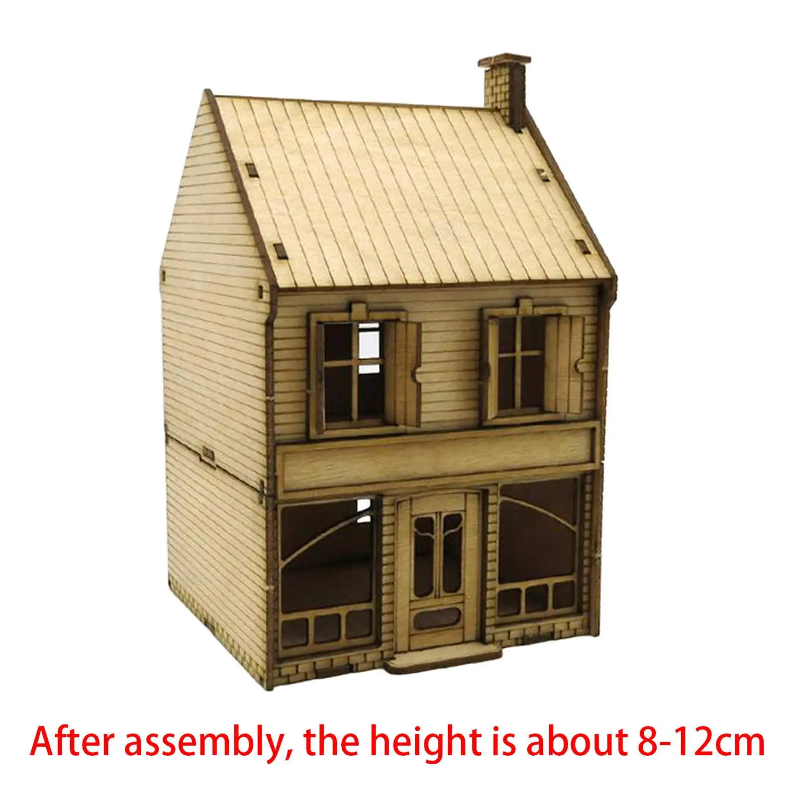 1/72 2-stufiges europäisches Haus aus Holz, Demontage für Modelleisenbahn-Layout-Dekoration