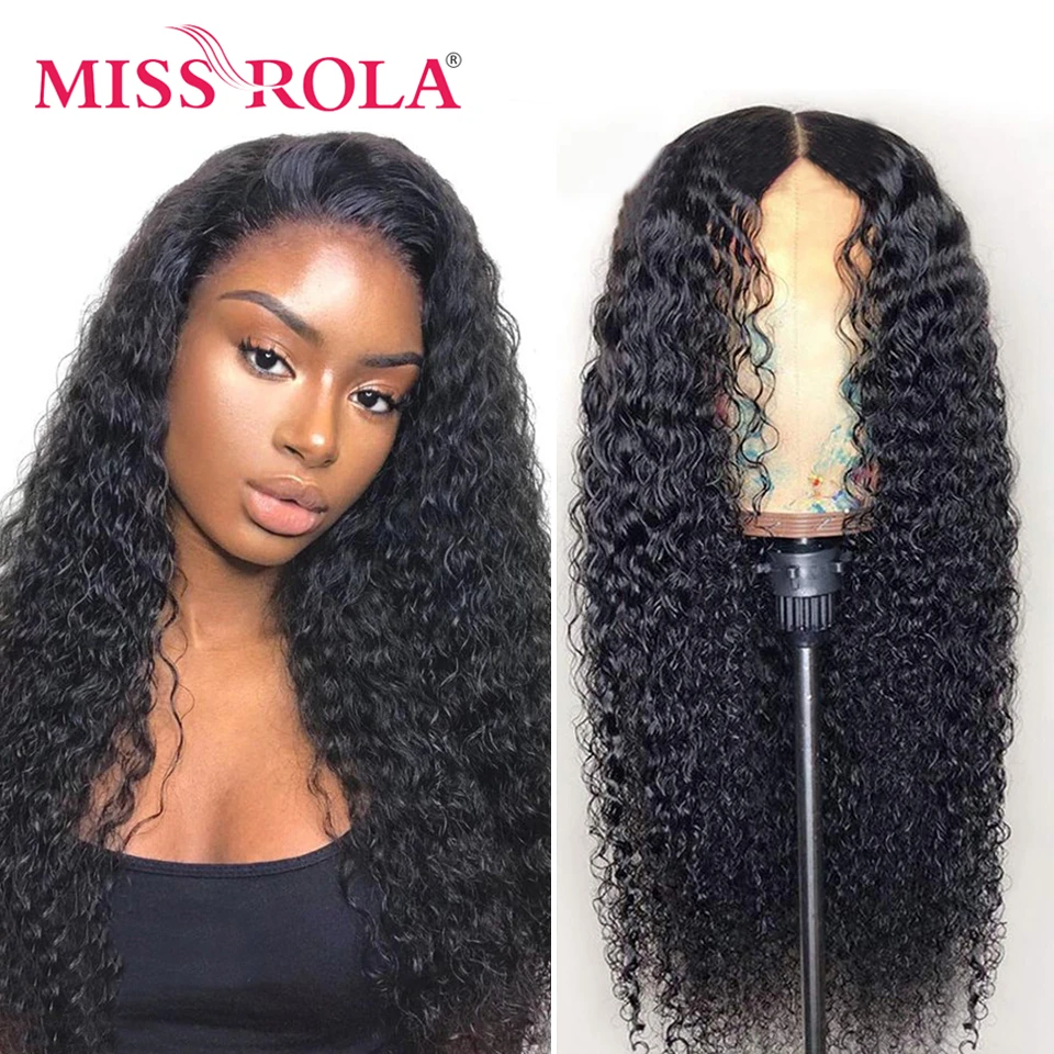 MISS ROLA 13x4 Lace Front Human Hair Wigs 180% Density Kinky Curly Human Hair Wigs Brazilian Remy Hair Wig Pre Plucked