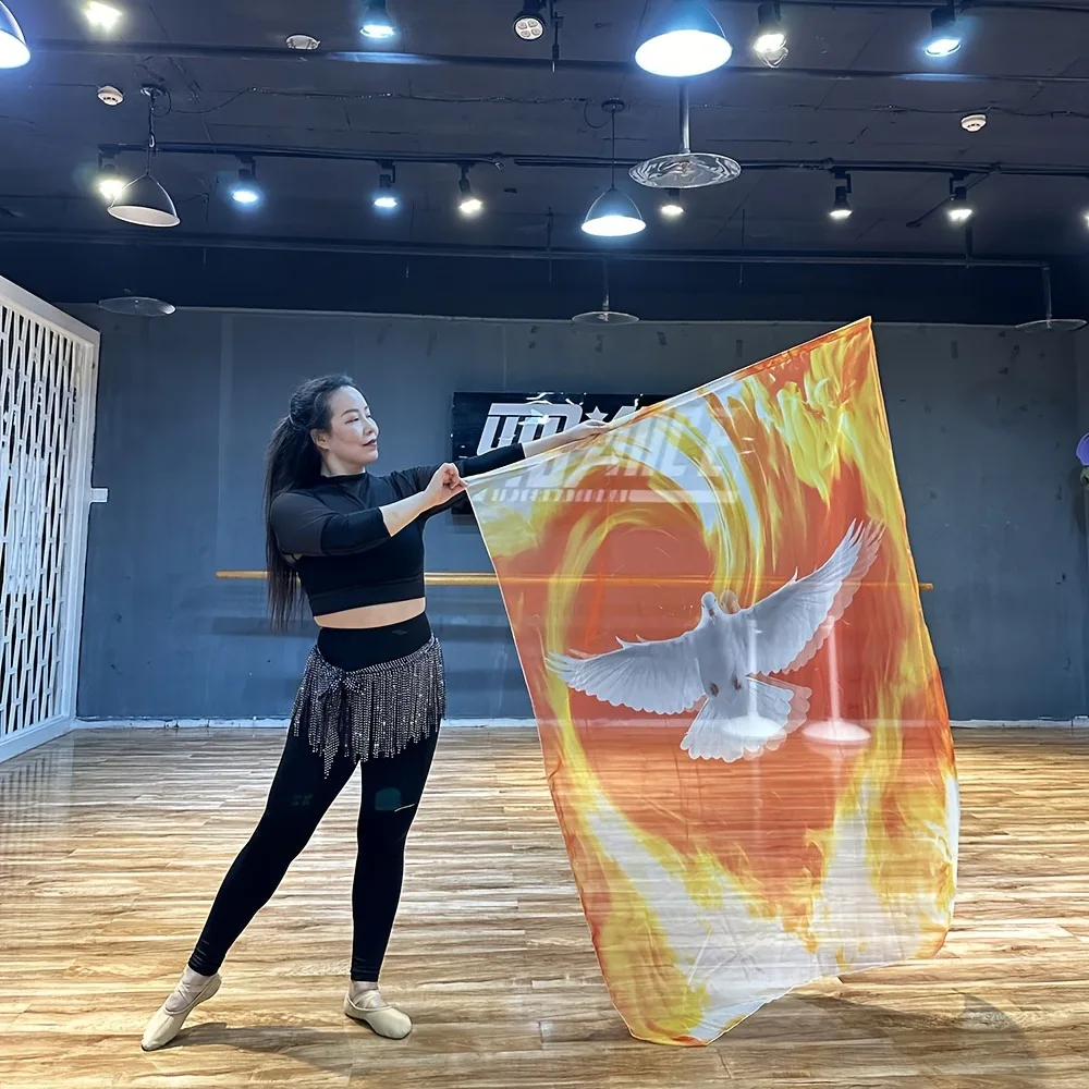 1-ペア新しいダンス小道具賛美旗クリエイティブ平和白鳩スカーフパフォーマンス衣装バック装飾ドロップシッピングドロップシッピングdr
