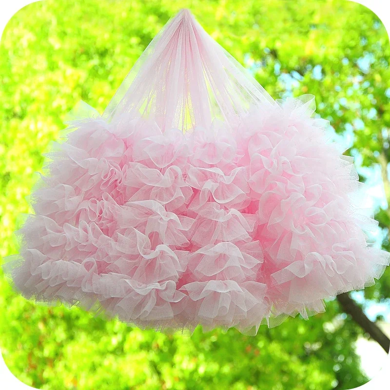 1yard 28CM Wide Prom Pom 3D Pleated Tulle Lace Fabric for Fringe Trim Party Even Dress Doll Clothes Decor Akcesoria do szycia