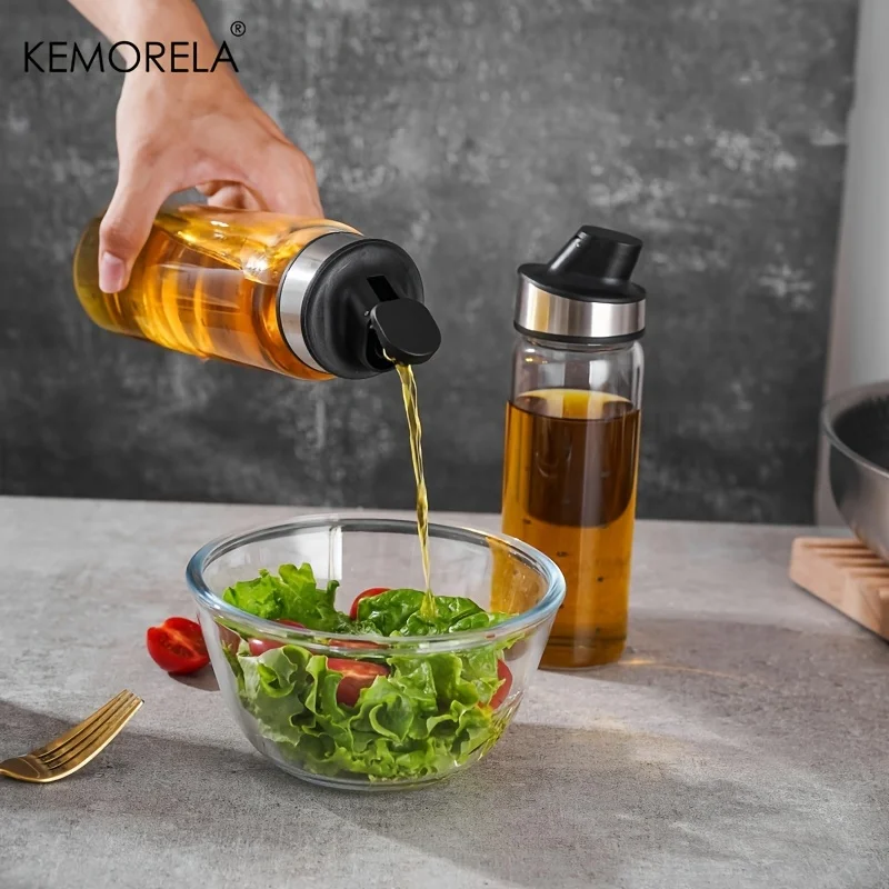 KEMORELA 1/3PCS Oil Bottle Olive Oil Glass lecythus Dispenser Drip-Free Automatic Opening And Closing Seasoning Bottle Bottle