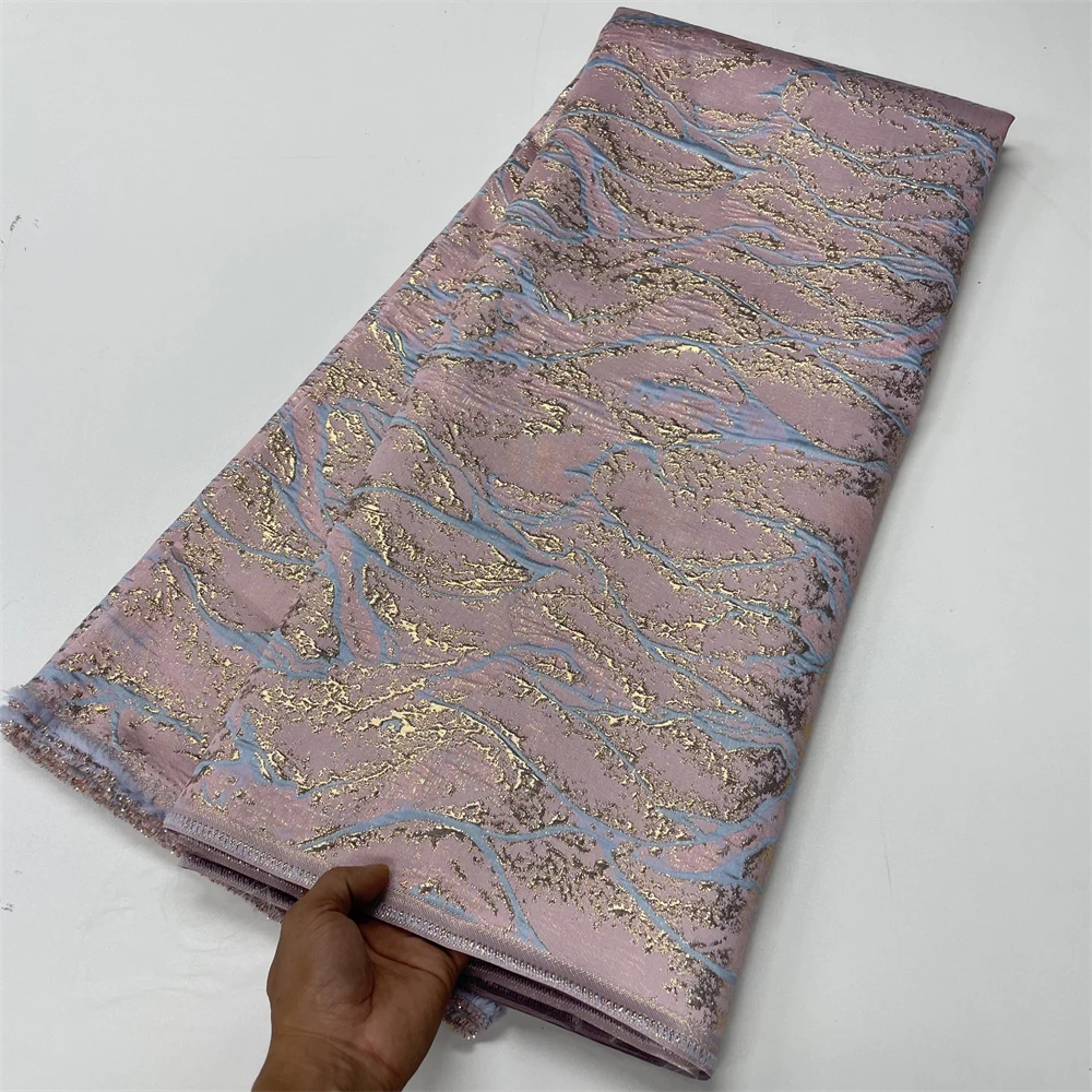 High Quality African Nigerian Gilding Tulle Lace Fabric Embroidery Organza French Lace Jacquard Brocade Lace Fabric Sewing RC192