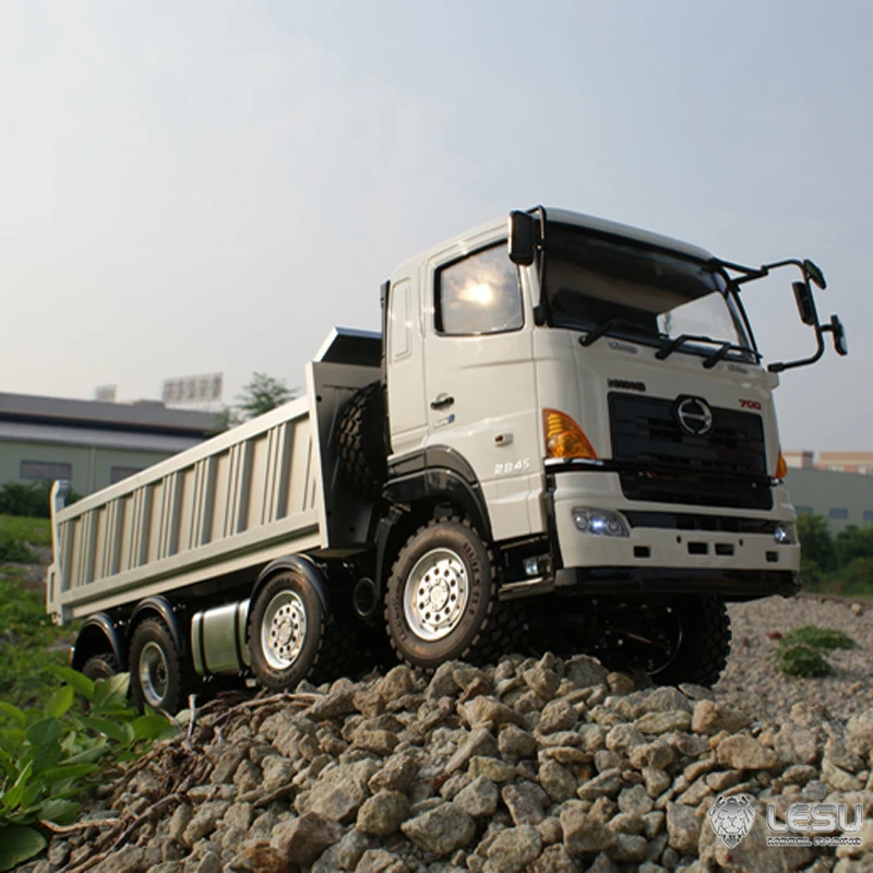 LESU 1/14 RC Hino700 8x8 Metal Chassis Hydraulic Dumper Truck Lock Differential Axles 2Speed Gearbox