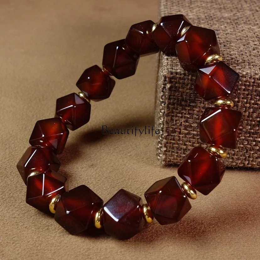 

Retro natural sugar-colored handmade agate old Buddha beads men's and women's bracelets