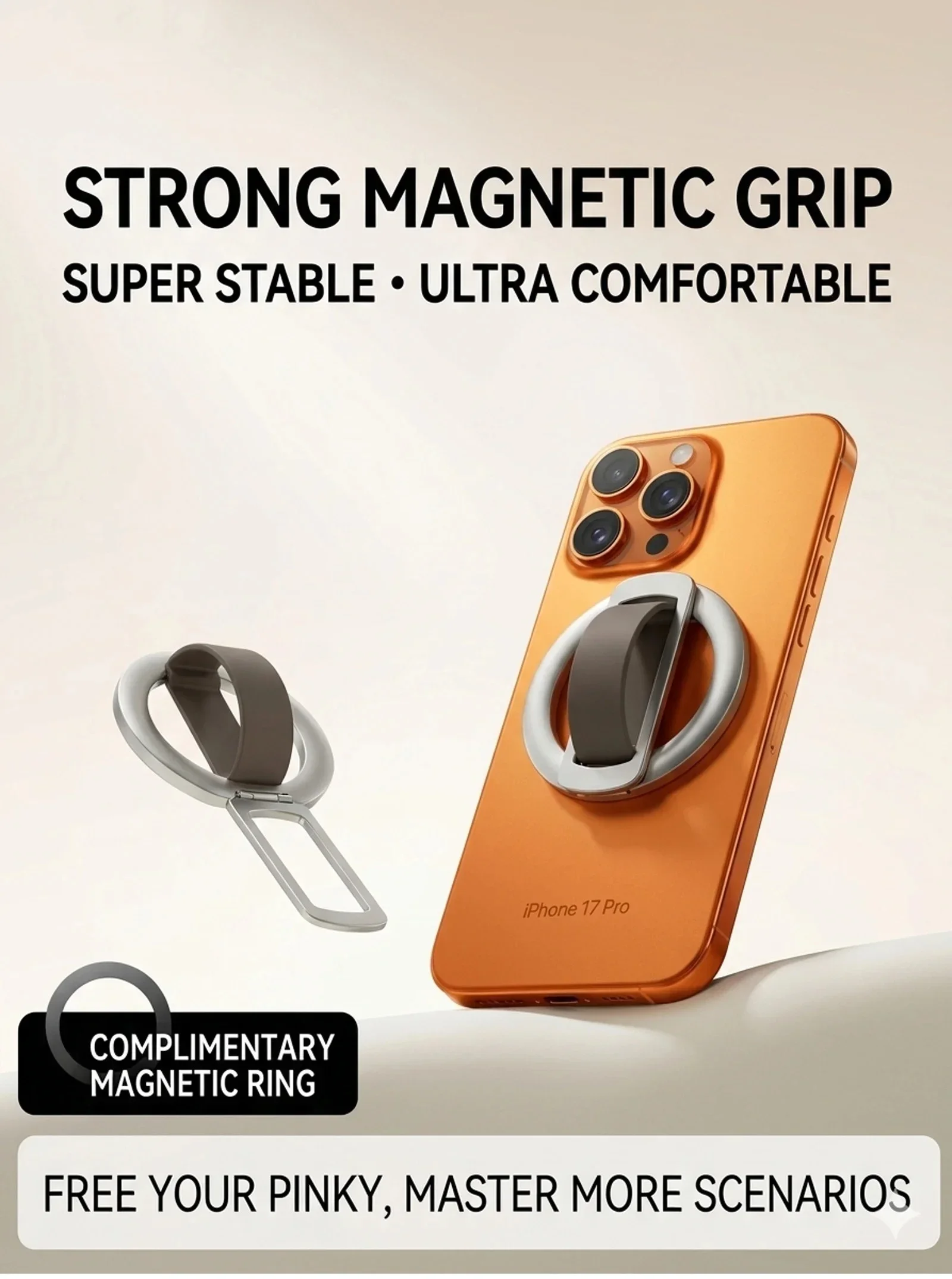 Silikon Magnetischer Faltbarer Handy-Fingergriff 360 ° Drehbarer Universal-Handyringhalter für MagSafe iPhone 17 Xiaomi Mobiltelefon – Detail 3