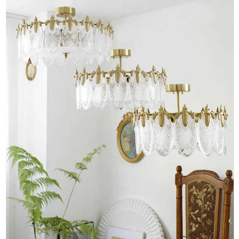 Modern Luxury Oval Leaf Peacock Glass LED Ceiling Lamp Bedroom Study Restaurant Living Room Hotel