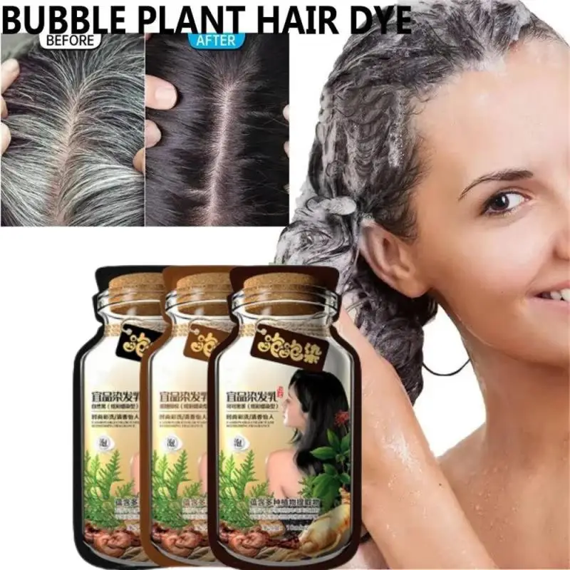 Hair Dye Shampoo Natural Plant Bubble Hair Dye Long-lasting Hair Color Plant-based Foam Hair Coloring Shampoo Covers Gray Hair