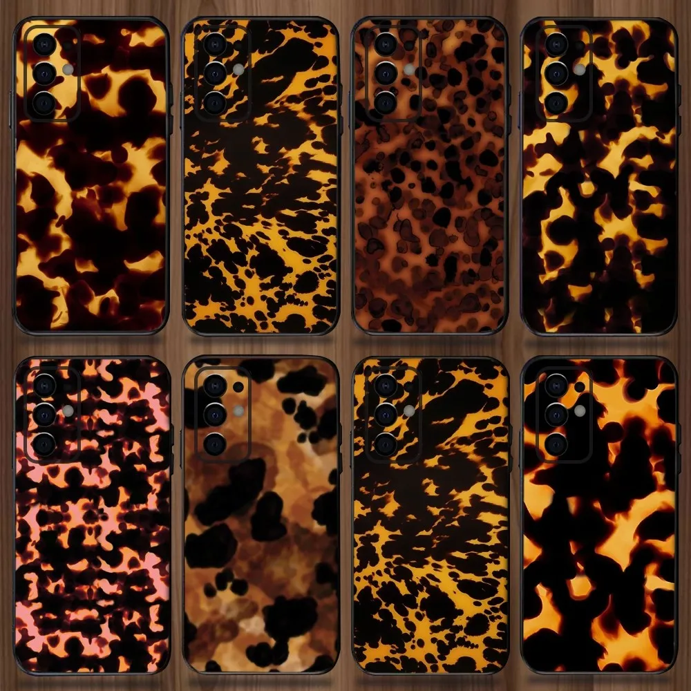 Tortoise Shell Marble Pattern Phone Case For Samsung Galaxy A13,A21s,A22,A31,A32,A52,A53,A71,A80,A91 Soft Black Cover