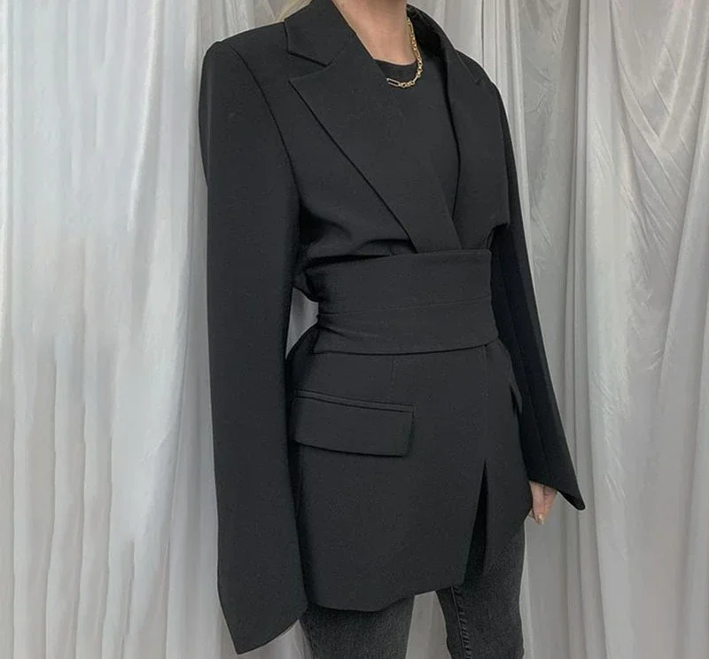 Elegant Women\'s Autumn Clothing Blezer Fashion Versatile Casual Lapel Solid Color Long Sleeve Jacket Coats Y2k Female 2024