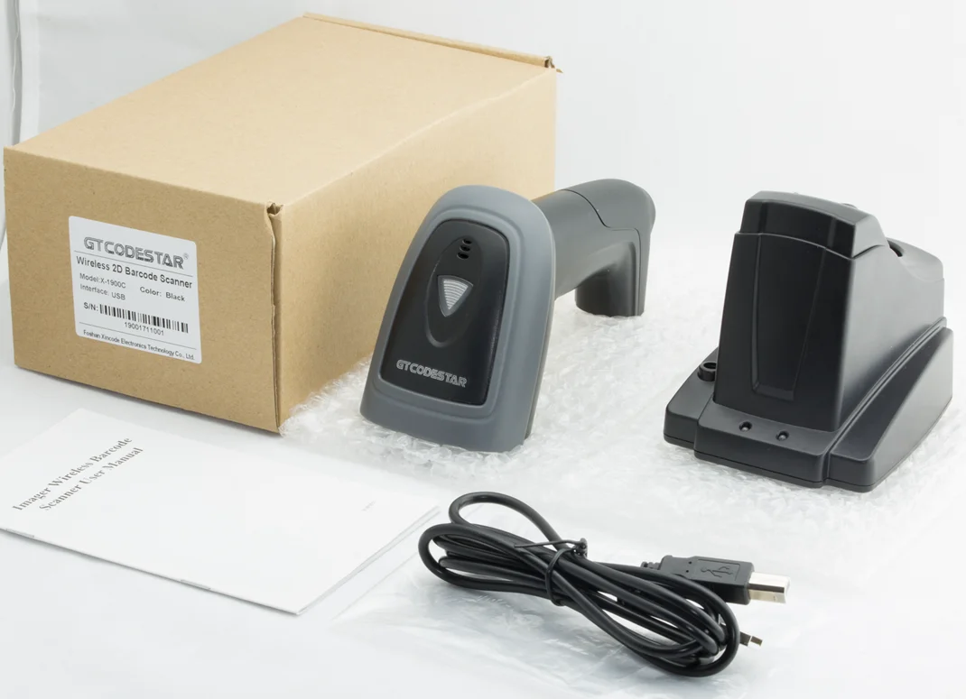 GTCODESTAR X-1901C Barcode Scanner Portable Scan Handheld POS CCD Barcode Wireless 2.4G Scanner Bar Code Reader with Stand
