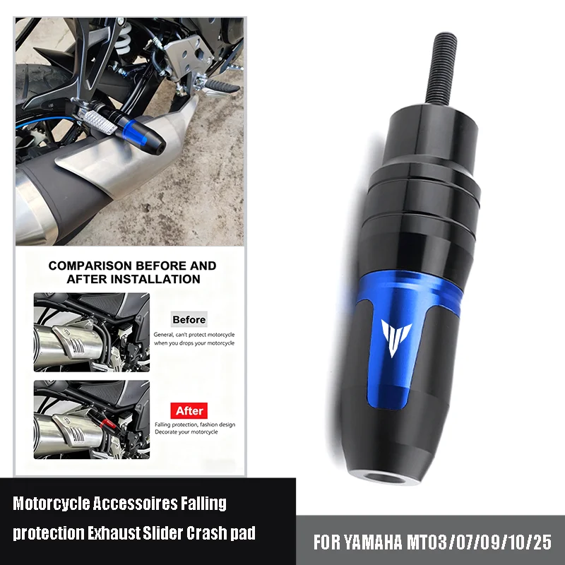 Para MOTO YAMAHA MT01 MT09 MT07 MT10 MT03 MT 09 07 03 10 MT-09 MT-07 MT-10 MT-03 Protetor de Escape CNC Antiqueda (Crash Pad)