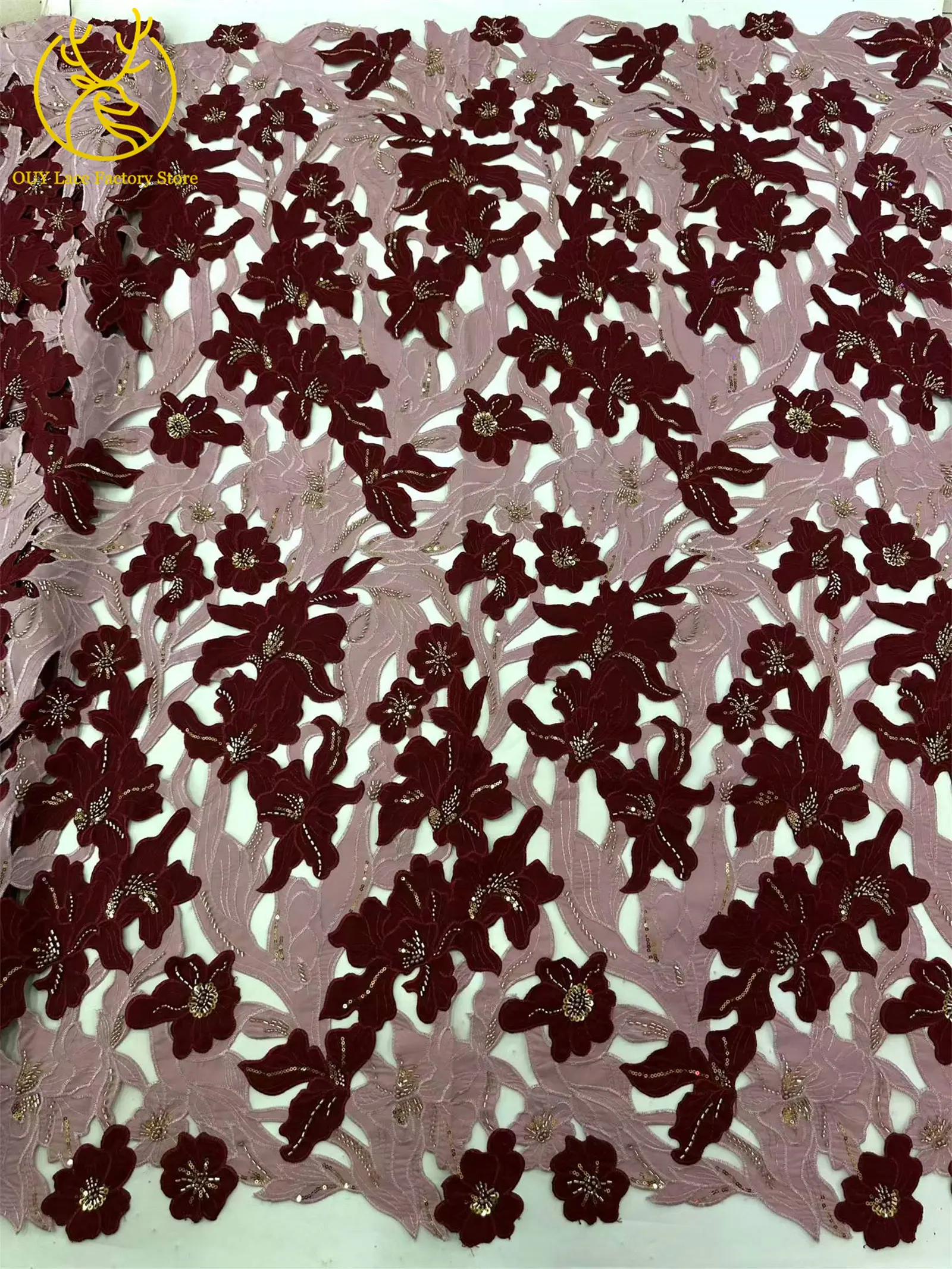 Modischer Afrikanischer Schwer Perlenverzierter Spitzenstoff 2026 Bestseller Französische Pailletten Chiffon-Spitze für Damen-Partykleider Nähmaterial – Detail 6